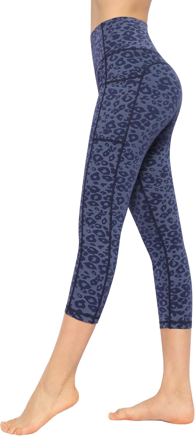 Neonysweets Womens Printed Tummy Control Yoga Workout Leggings Pocket