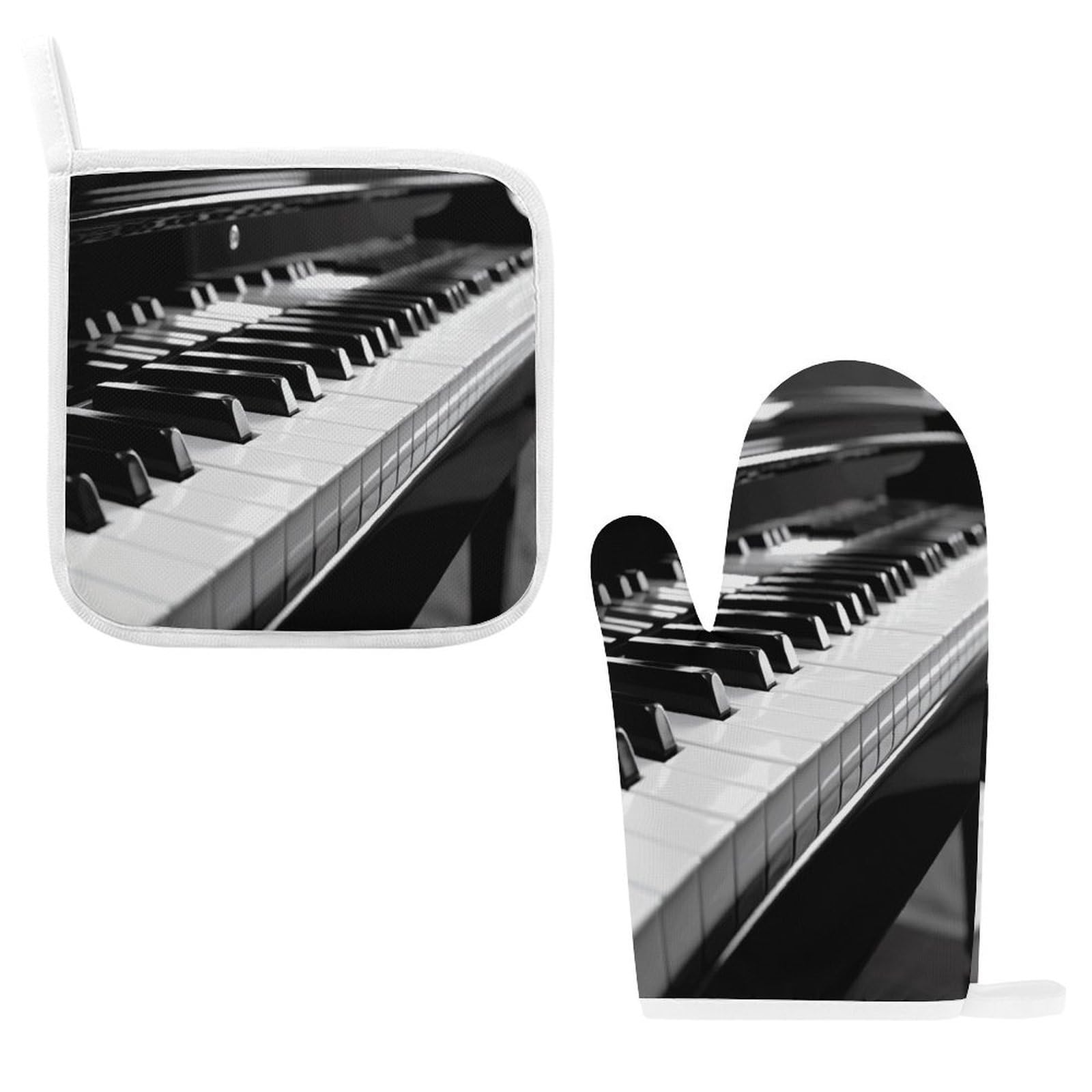 Fodpand Style Black White Piano Keyboard Oven Mitts And Pot Holders Sets