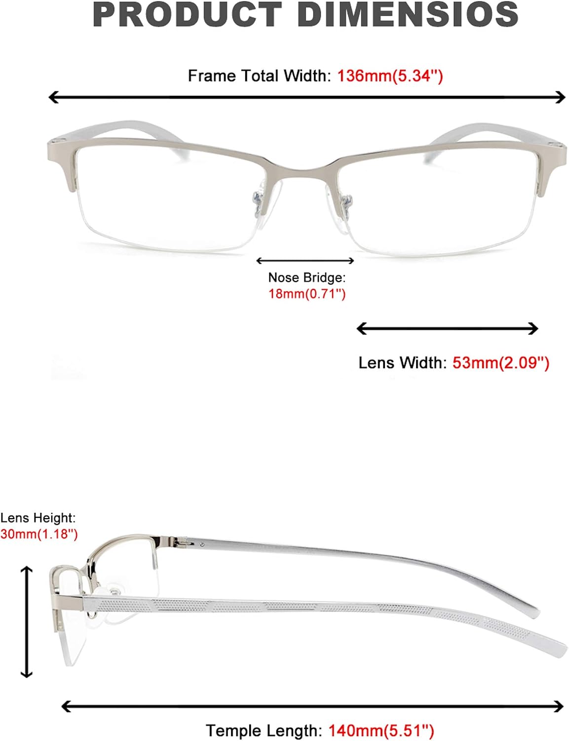 FEISEDY Refined Semi Rimless Rectangle Half-Frame Blue Light Blocking Computer Glasses Women Men B2626