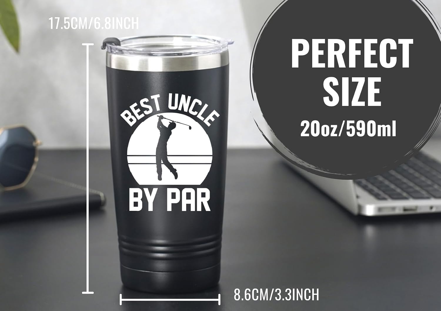 Onebttl Golf Gifts for Uncle, Funny Best Uncle by Par Golf Tumbler, Ideal Gifts for Father's Day, Christmas, Birthday