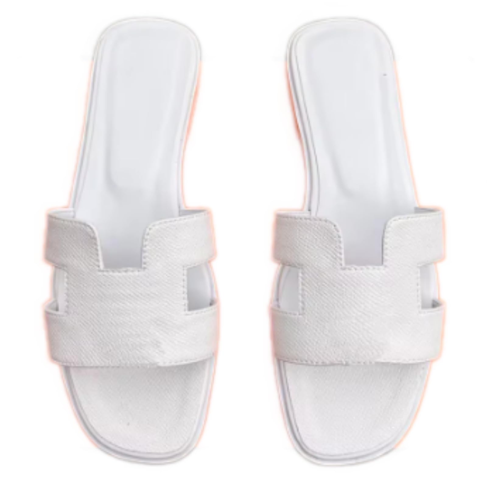 Chanclas Sandalias De Diapositivas Banda H Las Mujeres, Zapatos Planos Soporte Arco, Cuero Cómodas para Uso Diario La Playa Oficina-m-37-european Sizes