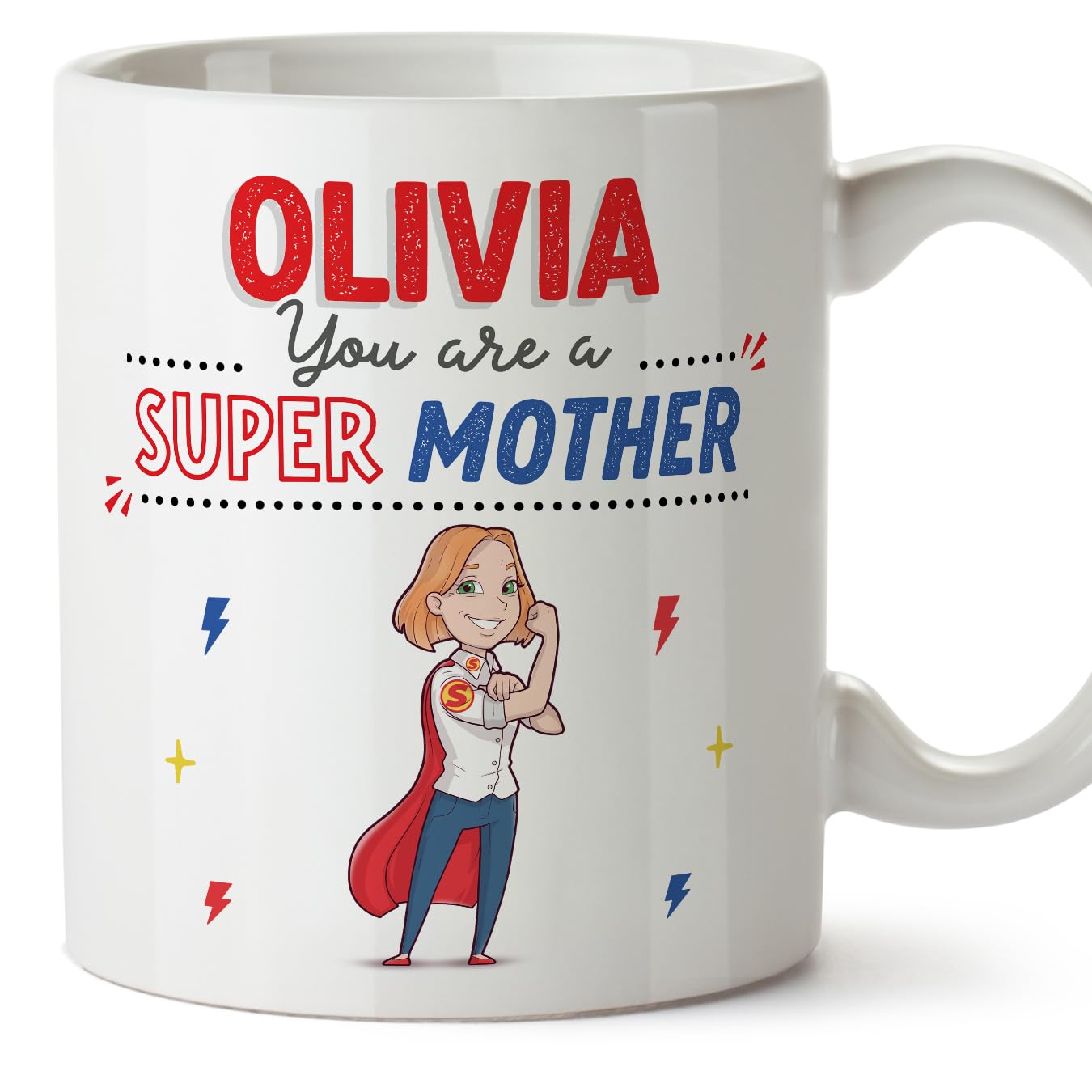 MUGFFINS Personalised Mug for Mother/Mum - in English - You are Super! - Funny Custom Gift - Ceramic 11oz Mug