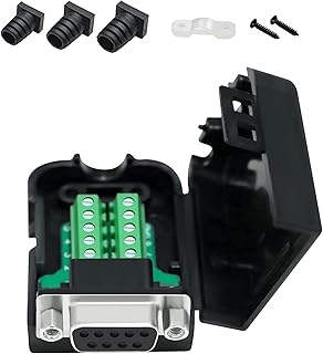 DTECH DB9 Breakout Connector to Wiring Terminal Board DB-9 Female RS232 Serial Adapter Solderless Module with Terminal Block, Case, Nuts and Tail Pipes (DB9 Female + Nuts)