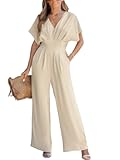 One Piece Jumpsuits for Women Casual Summer V Neck Batwing Sleeve Wide Leg Elegant Overalls Sexy Vacation Outfits