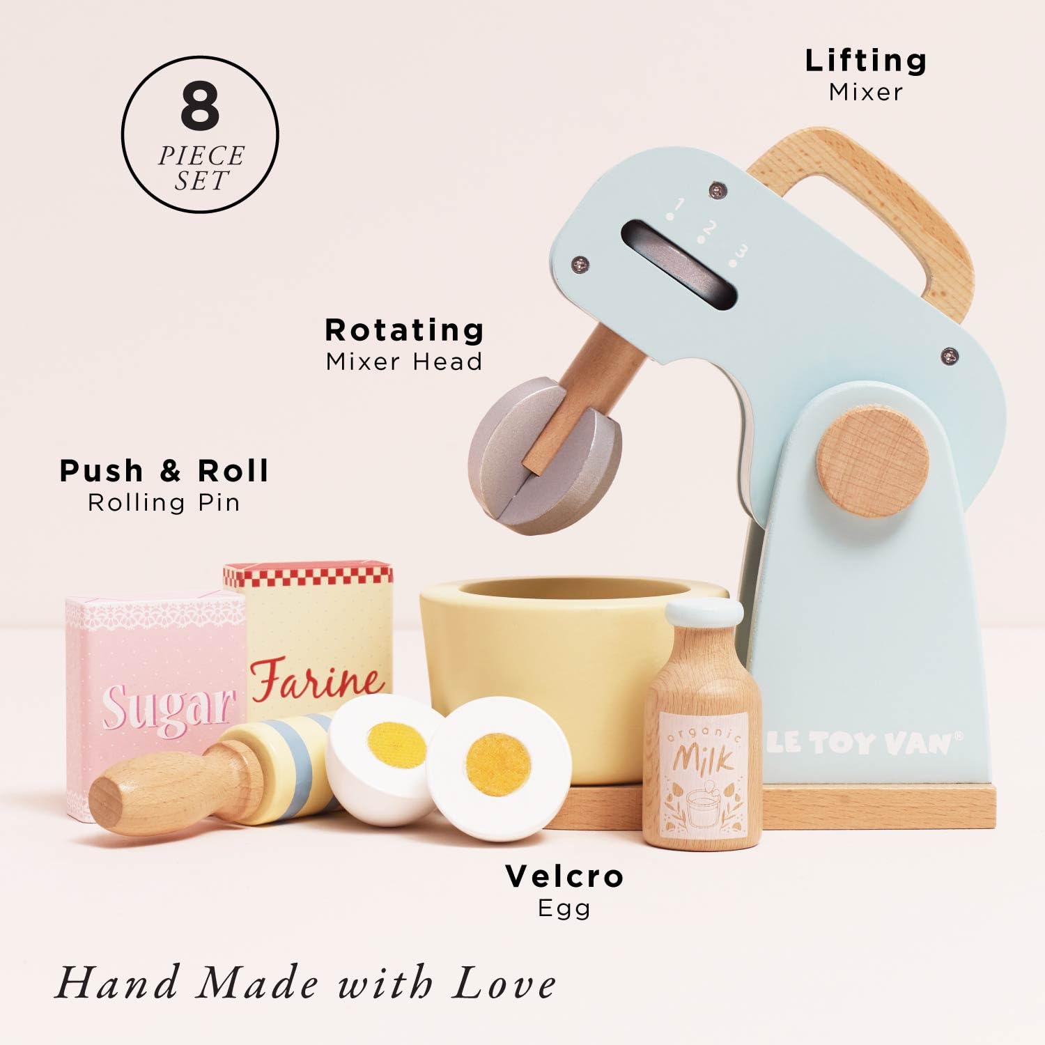 Le Toy Van – Honeybake Rollenspiel-Küchenmaschine aus Holz | Rollenspiel für Kinder Küchenzubehör, Küchenmaschine, Geeignet für Kinder ab 3 Jahren, TV285