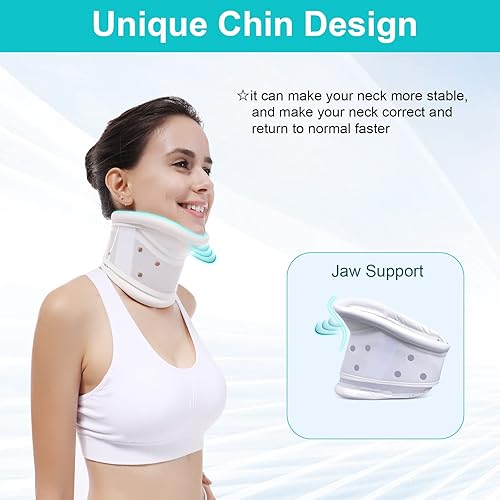 Miniatura 4 de TANDCF - Collar cervical con soporte para barbilla para alivio rígido, cuello cervical correcto, soporte para el dolor óseo, cuidado de la salud