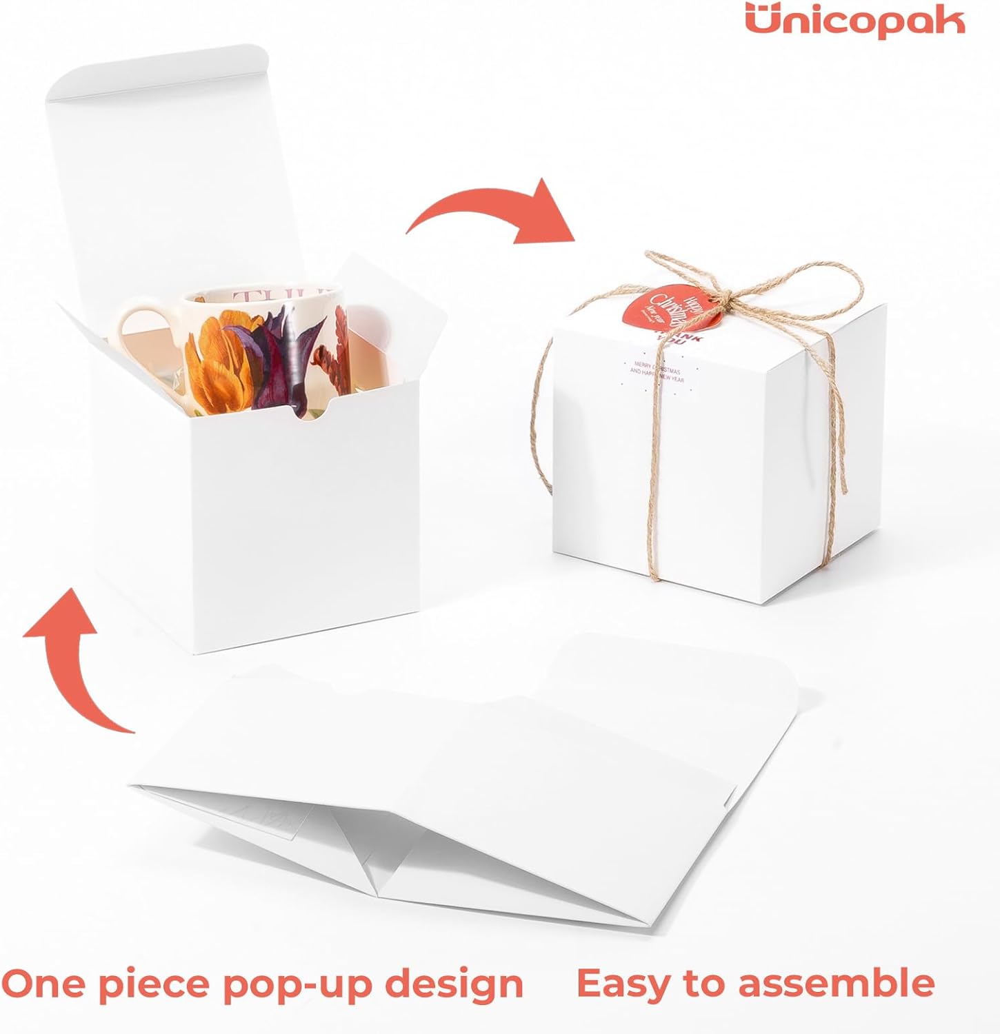 5x5x5 Boxes, Sturdy Small White Boxes for Presents,