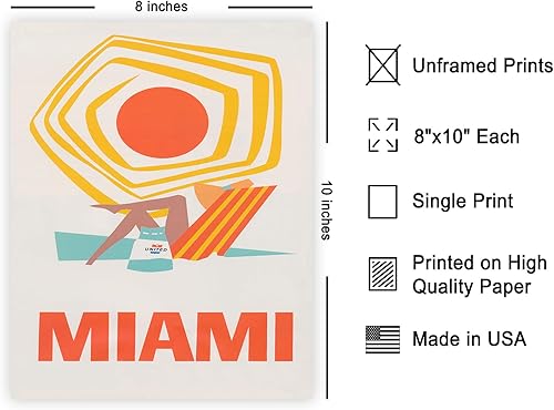 Miniatura 2 de Poster Master Póster de viaje vintage, impresión retro de Miami, arte de Florida, regalo elegante para hombres, mujeres, amantes de los viajes,