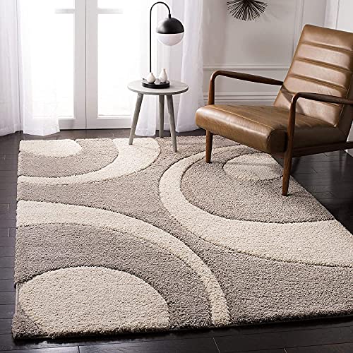 Image of Export Quality Microfiber Hand Woven Shaggy Carpet Collection with 2 inch Pile Height Carpet for Living Room & Floor mat Size 6x9 feet coular Cream /Beige