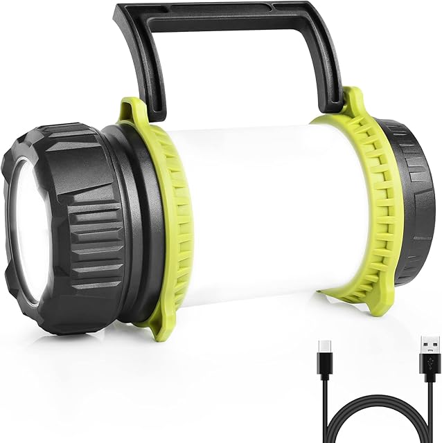 LE Rechargeable Camping Lights, 500 Lumen Bright LED Torch, 5 Modes Camping Lantern with 2600mAh Power Bank, Large Rechargeable Torch for Hiking, Fishing, Power Cuts, Emergency and More