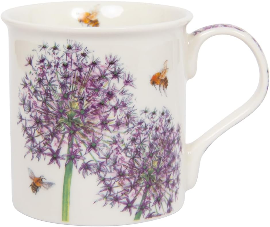 Lesser & Pavey British Designed Coffee Mug | Ceramic Coffee Mugs for Home or Work | Large Mugs for Hot Drinks | Bee Tanical Allium Tea and Coffee Cups - Sarah Boddy