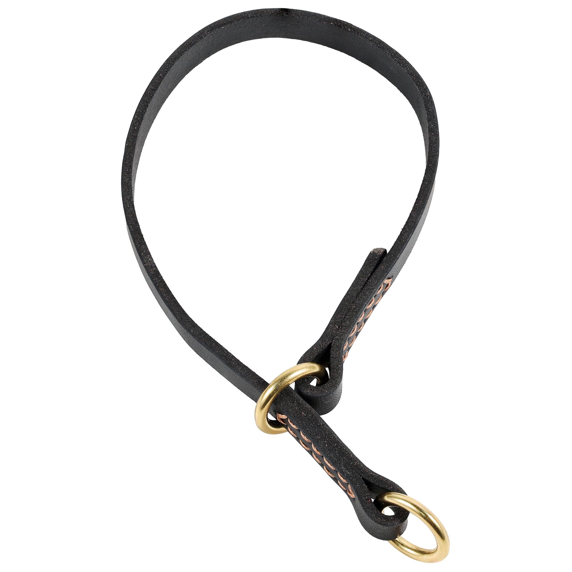 Collier pour Chien sans Traction en Cuir, pour Dresser et Promener Les Chiens, Cuir de Vachette Pleine Fleur sélectionné, Robuste, Confortable, Noir, Marron, Cinq Tailles différentes de 30 à 60 cm