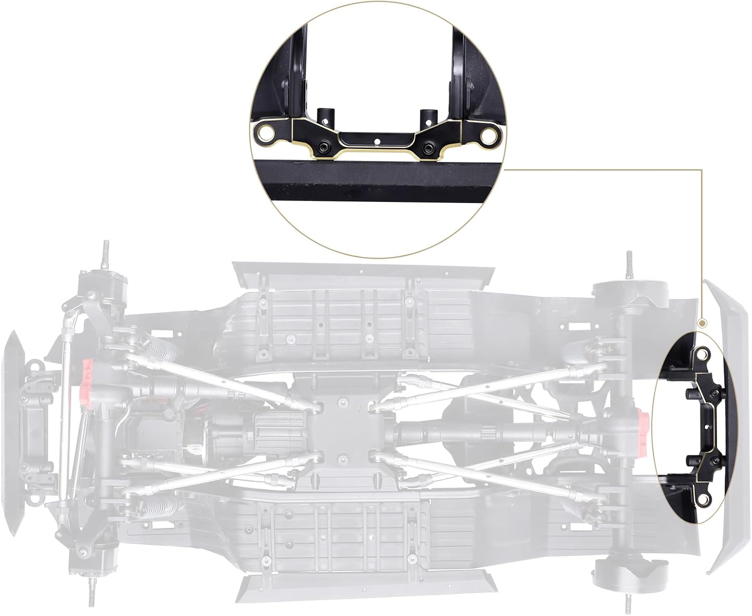 Hobbypark Brass Rear Bumper Mount Servo Mounting Bracket Stand Compatible with 1/10 Axial SCX10 III Upgrades JLU Wrangler
