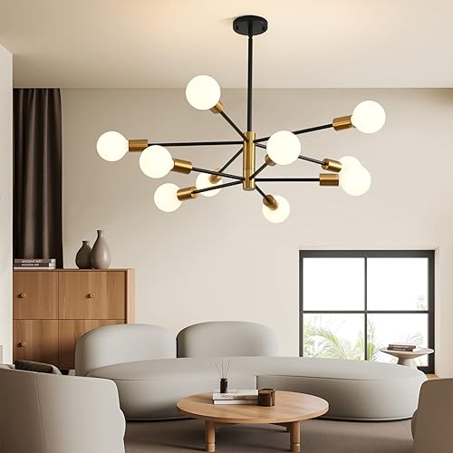 Miniatura 4 de Lámpara de araña moderna Sputnik, lámpara de techo de 10 luces Lamparas de Techo Modernas, lámpara de techo ajustable en altura ajustable de