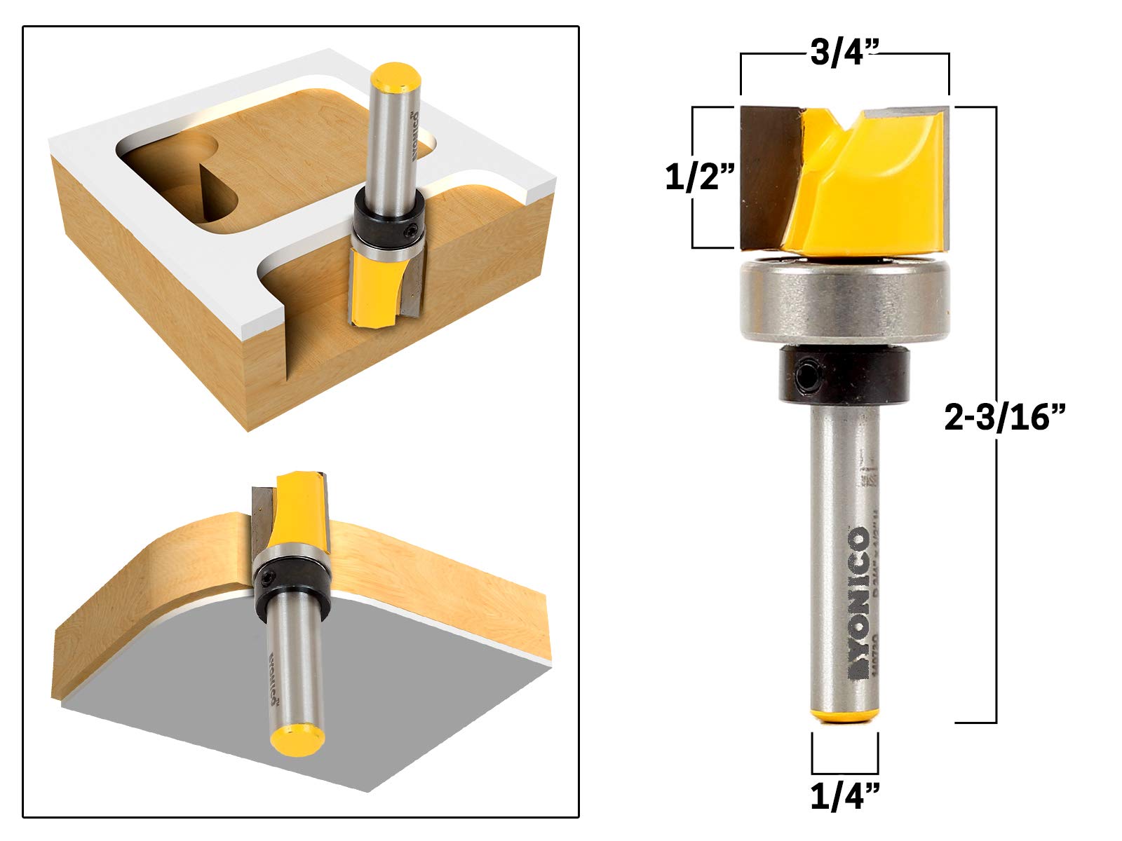 YONICO Flush Trim Router Bit 3/4-Inch 1/4-Inch Shank 14073q