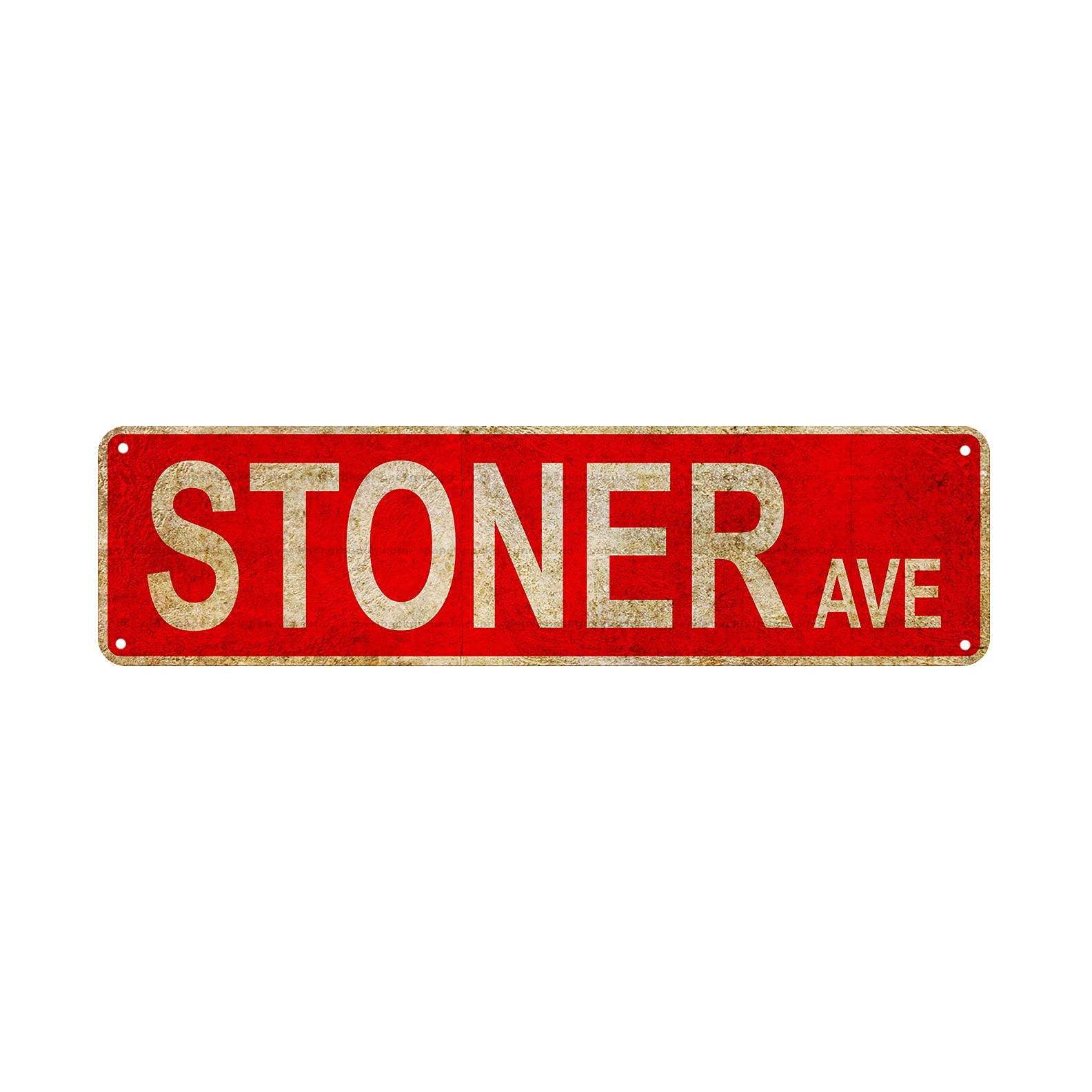 Vintage Stoner Ave Street Sign Rustic Metal Tin Sign Home Outdoor Art Wall Decor 4x16 Inch (Red)