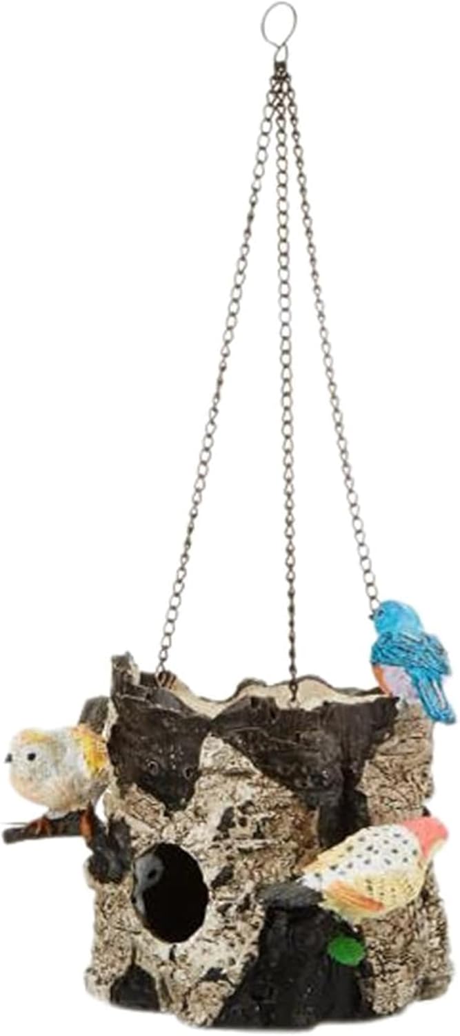Spoontiques - Birdhouse - Garden Décor - Decorative Bird House for Yard and Garden Decoration - Hanging Novelty for Outdoor Patio - Birds/Tree Stump
