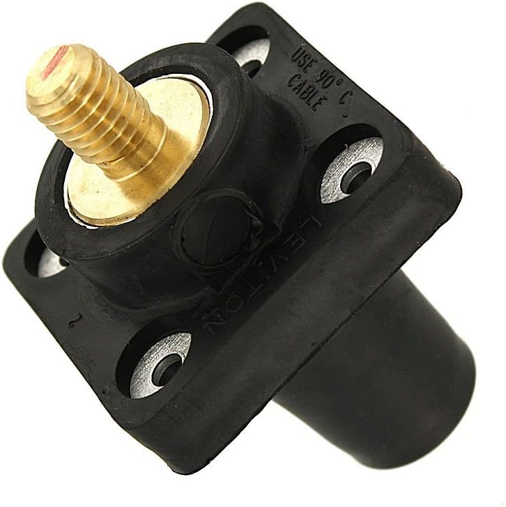 Leviton 16R24-UG 16-Series Taper Nose, Female, Panel Receptacle, 90°, Threaded Stud, Cam-Type Connector, Green