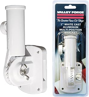 Aluminum Flagpole Bracket - White Powder Coated Multi-Position Pole Holder - Sturdy and Durable - Built to withstand the Outdoors and Harsh Weather - By Valley Forge Flag