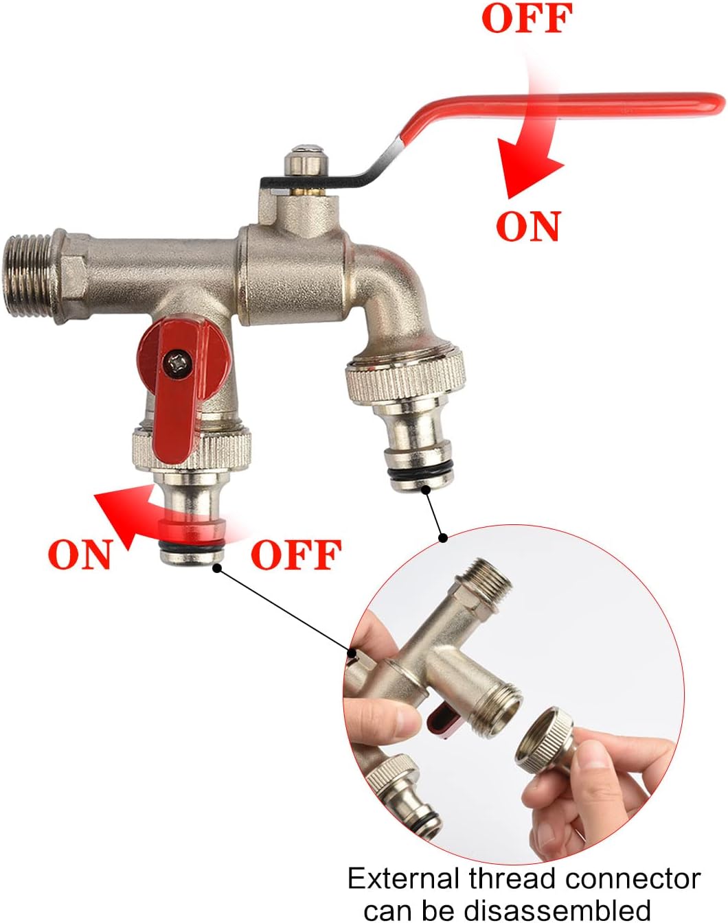 Oumuik Double Garden Tap 1/2″ with IBC Tank Adapter, Solid Brass