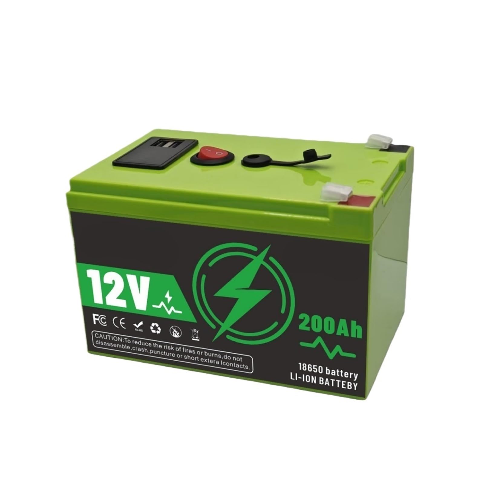 Batteria A Ciclo Profondo, 12 V 200 Ah LiFePO4 | Batteria ricaricabile BMS incorporata ad alta capacità l'alimentazione off-grid della luce solare del fishfinder(200Ah x1)
