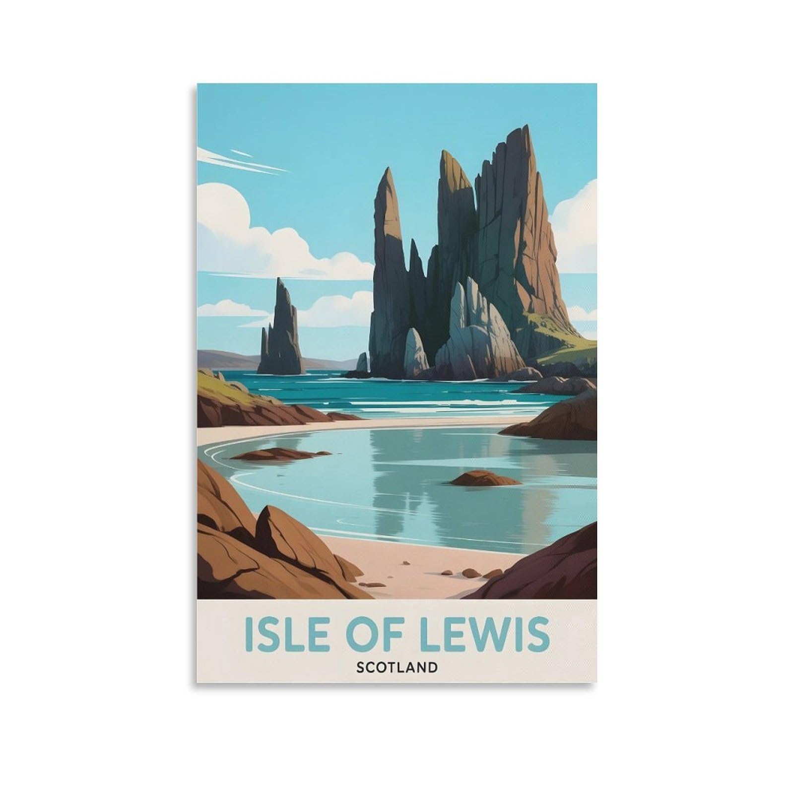 EZMLFA 5D Diamond Art Kits for Beginner,Isle of Lewis Scotland,Diamond Picture Art for Beginner, DIY Gem Cross Stitch Creative Gift Home Wall Decor 40x50cm
