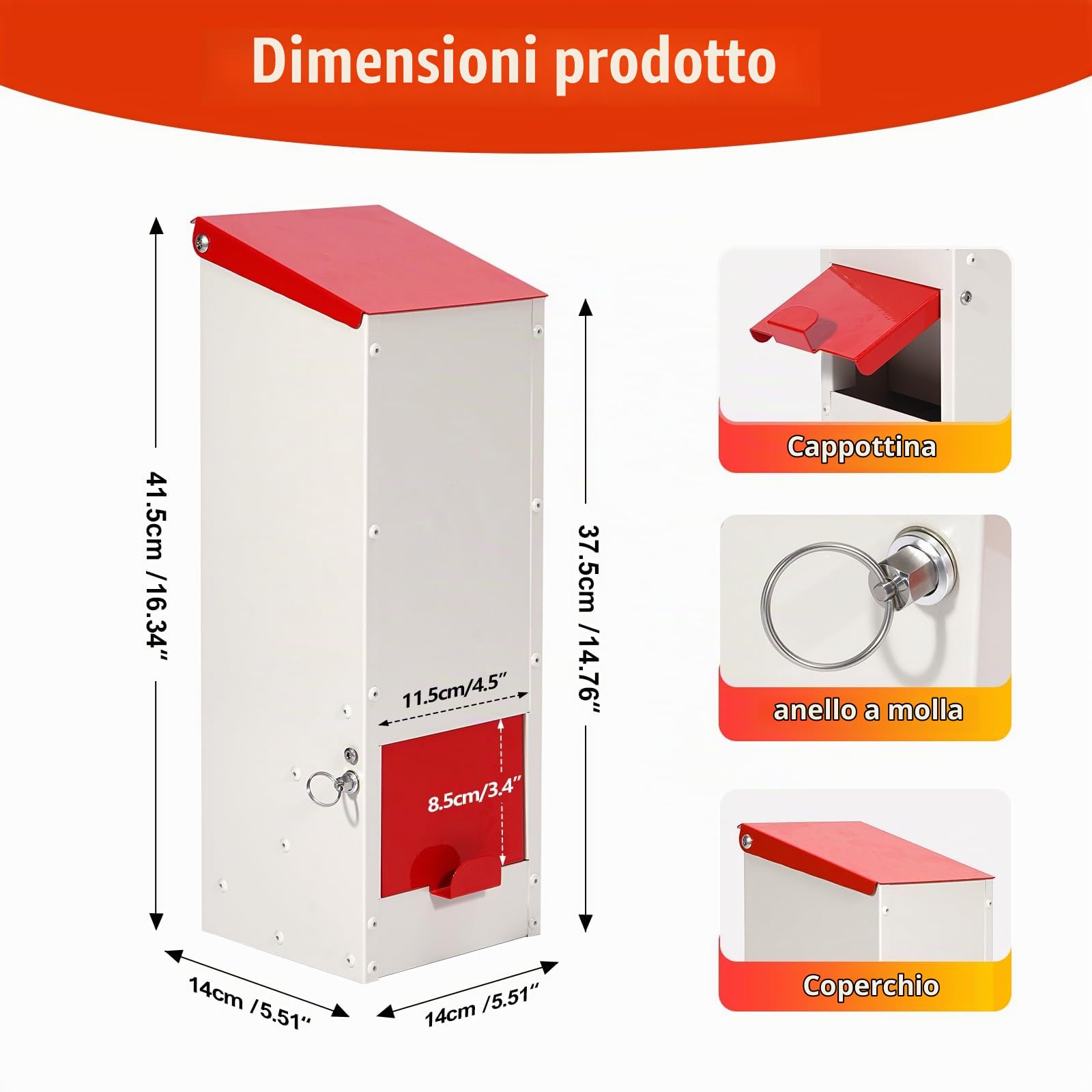 3kg Mangiatoia Automatica per Pollame Senza Sprechi Mangiatoia Galline Automatica in Acciaio Inox Esterni Alimentatore Automatico per Polli Anatre Pollame