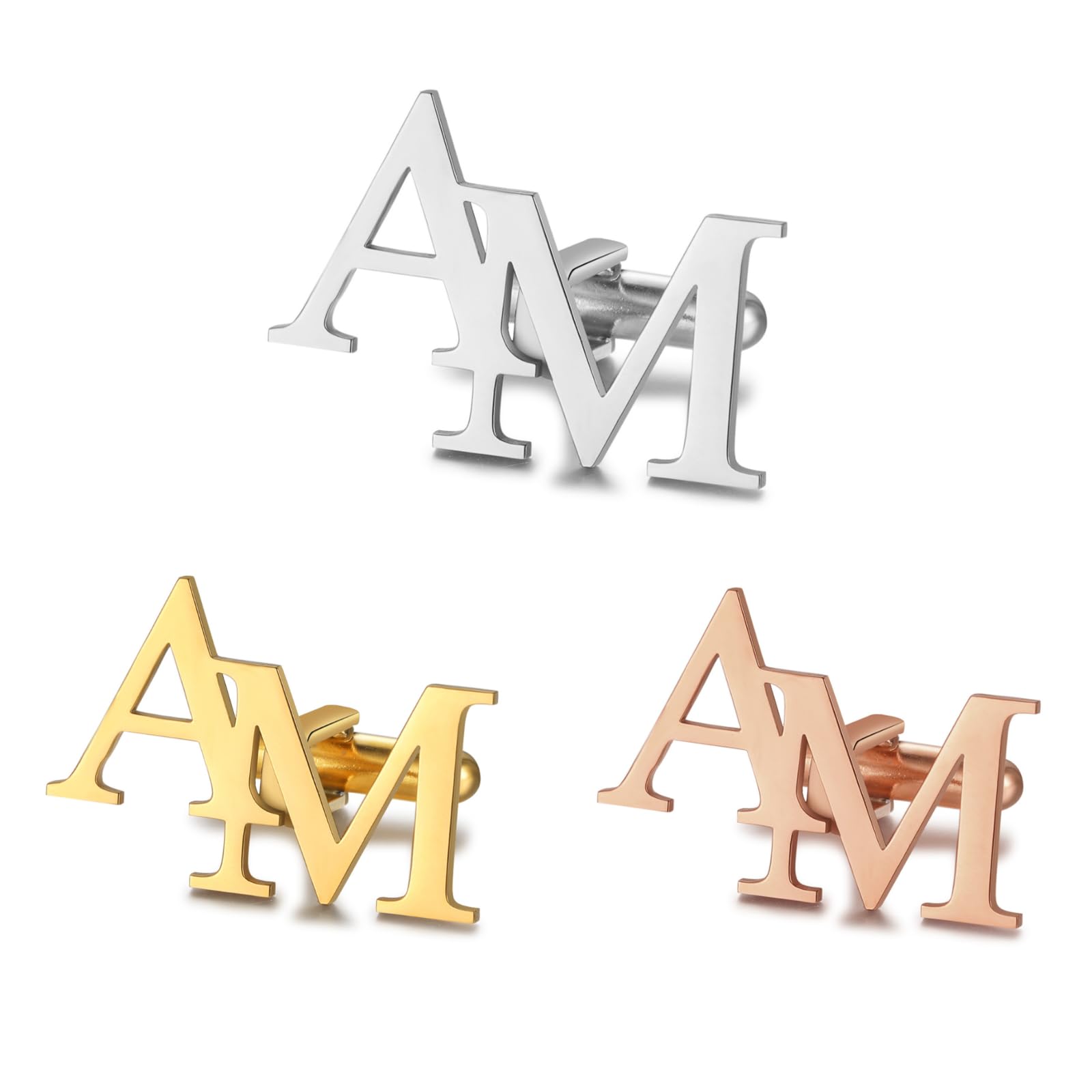 Bycuss Juego de gemelos con nombre personalizado con fecha, gemelos de boda grabados en plata, gemelos de acero inoxidable para camisas de hombre, regalo de boda de novios, padre, marido, regalo de