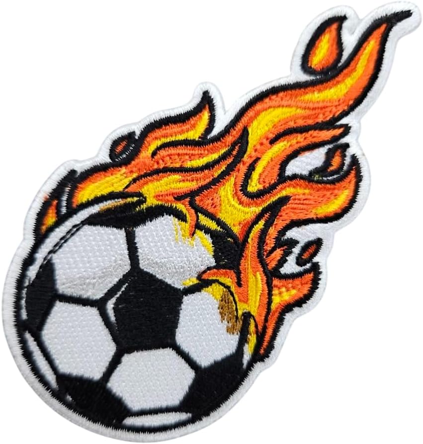 3.5" Embroidered Soccer Ball Iron On Patch | Decorative Sports Ball Applique Iron On/Sew On Patches for Clothing, Hats, Clothes, Backpacks, Holes, Jackets, Boys