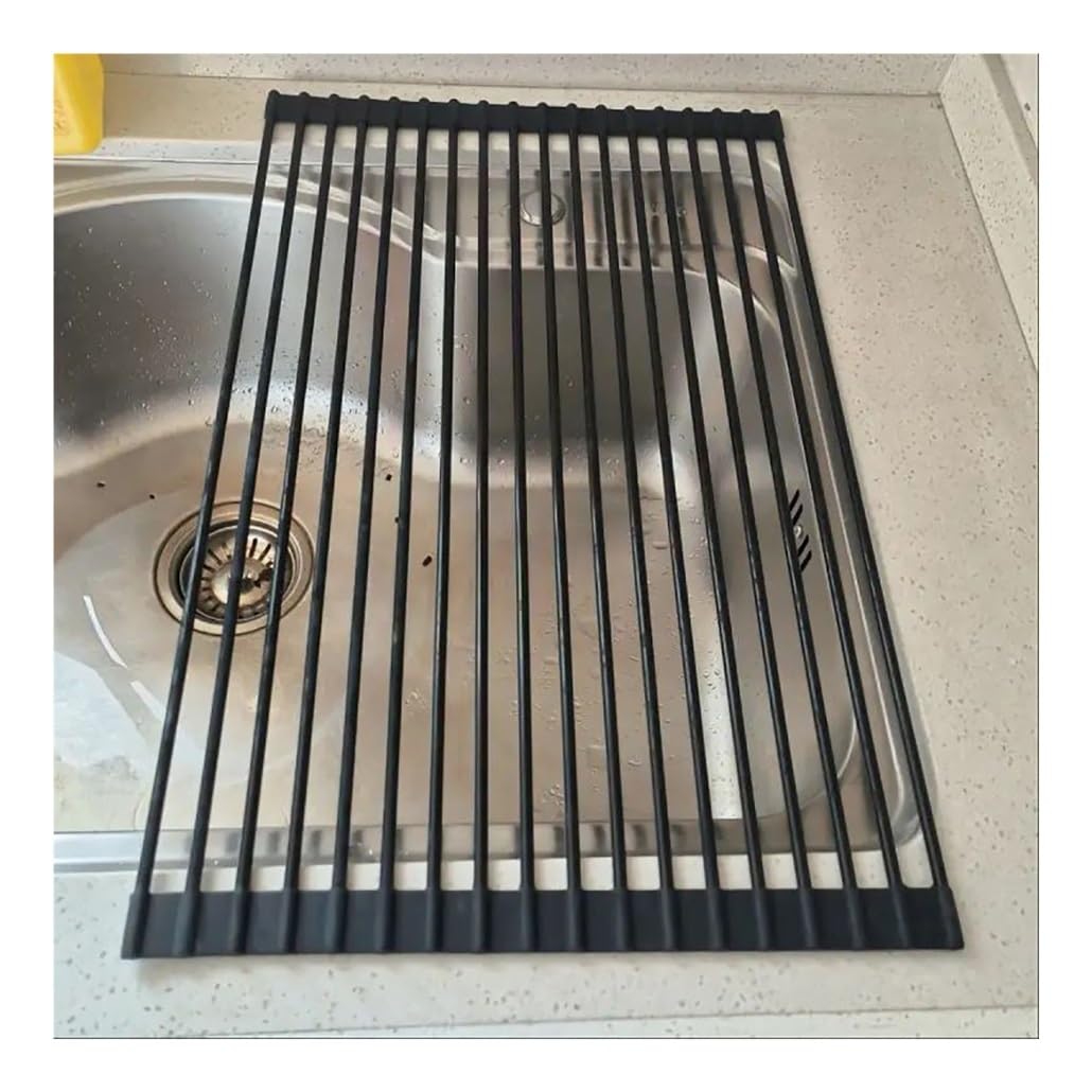 Escurridor de Platos sobre el Fregadero, escurridor Enrollable de Silicona para Colocar sobre el Fregadero, escurridor Plegable con Alfombrillas Antideslizantes Multiusos para la Cocina.