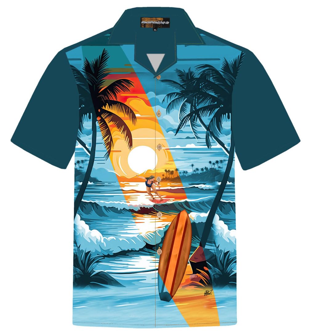 Camisa Hawaiana Hombre Algodón Talla S - 8XL Manga Corta
