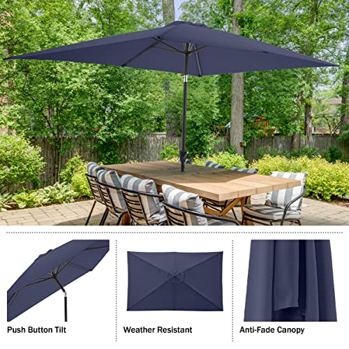 Pure Garden 50-Lg1276 Rectangular Patio Umbrella Color, Navy Blue #TOP2