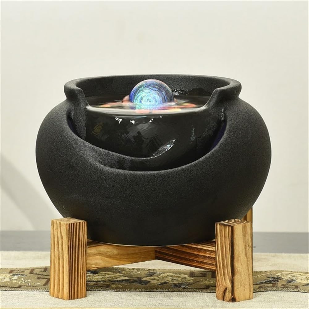 Tabletop Water Fountain Home Living Room Fortune Creative Water Fountain Feng Shui Ornaments Indoor Office Desk Water Decorations for Home and Office Decor