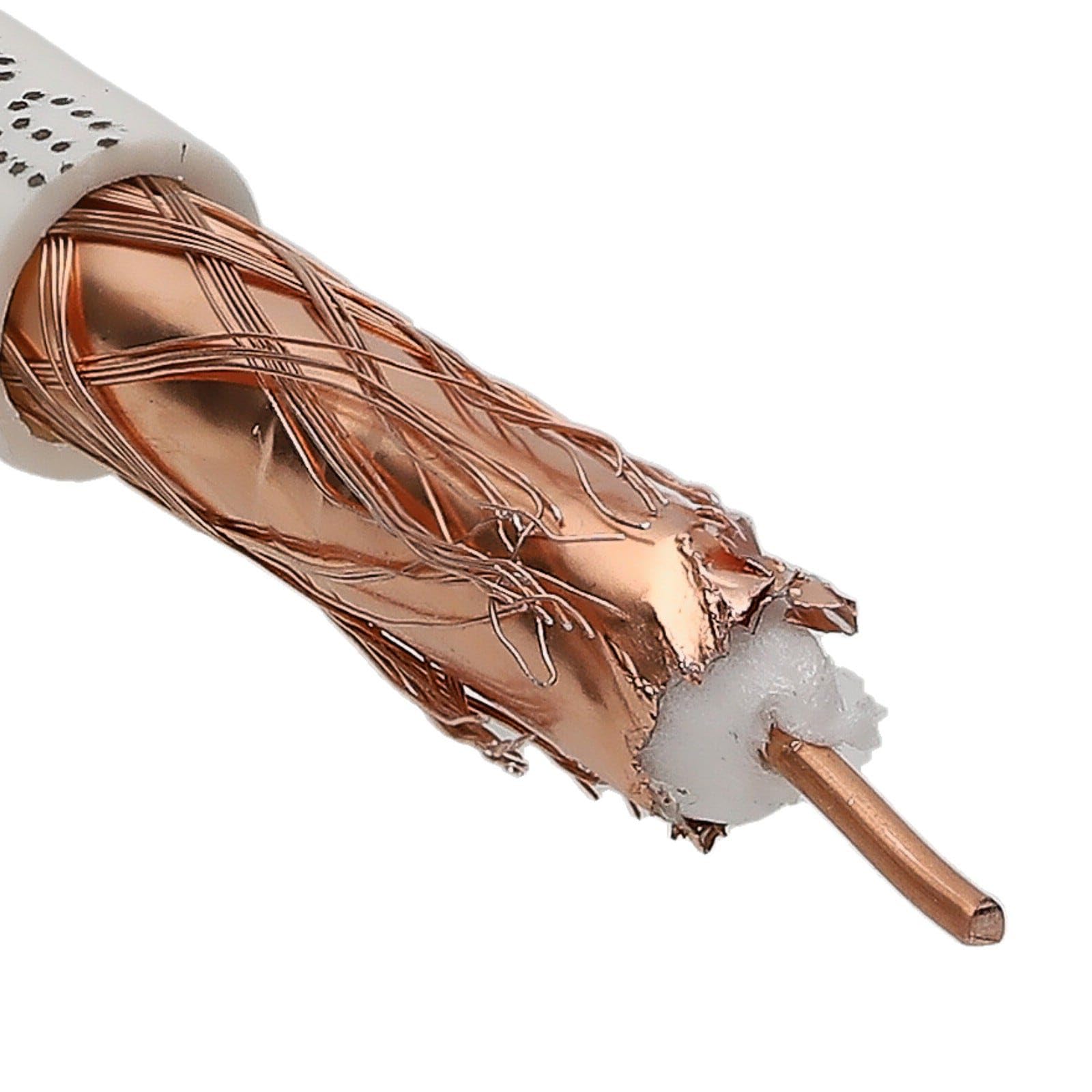 kenable Câble Coaxial Satellite TV Numérique 100U OFC Cuivre Mousse PE Écran Alu 75 Ohms 100m Blanc