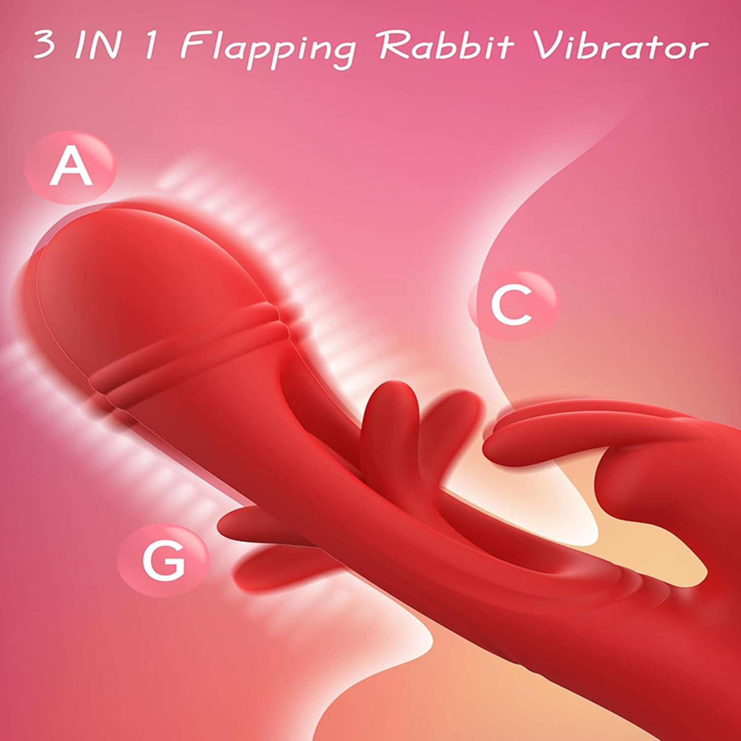 Genérico Vibrador De Aleteo Consolador De Conejo, Parejas Femeninas, Juguetes Sexuales, Vibradores De Punto G Con 12 Modos De Vibración, 12 Modos De Aleteo, Vibrador De Dedo Para Pezón De Clítoris,A