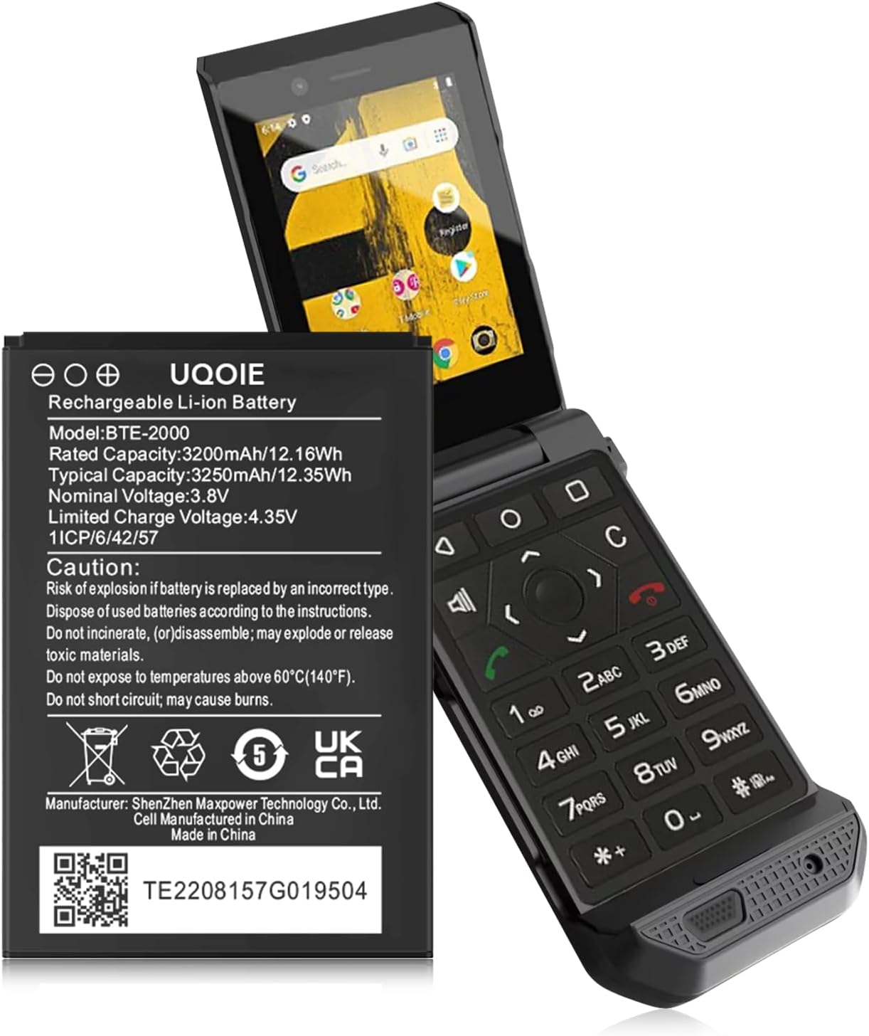 BTE-2000 Battery, (2024 New Upgraded) 3200mAh High Capacity New 0 Cycle Li-ion Replacement Battery for CAT S22 Flip Smartphone T-Mobile