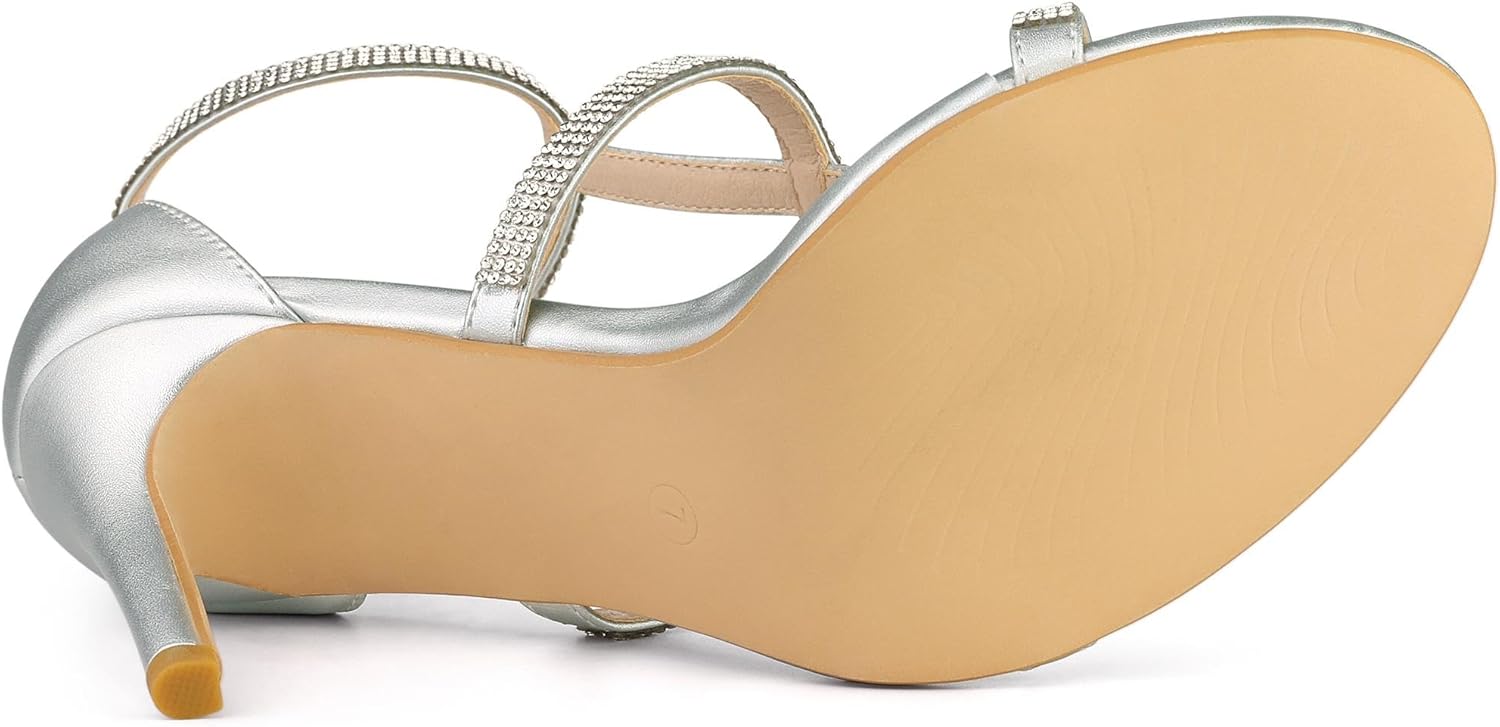 Allegra K Women's Rhinestone Ankle Strap Stiletto High Heel Sandals - Image 5