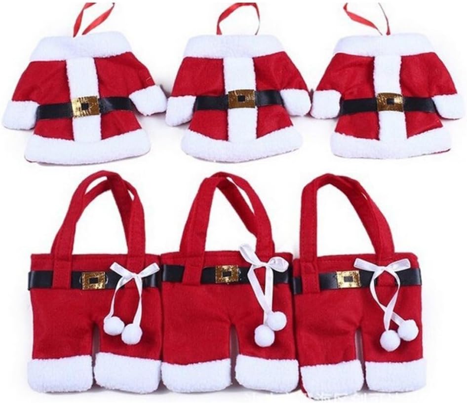 6pcs Santa Suit Christmas Cutlery Holders xmas Table Decoration Place Setting Gift