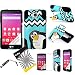 3 items Combo: ITUFFY(TM) LCD Screen Protector Film + Stylus Pen + 2 tone Design Dual Layer KickStand Tuff Impact Armor Hybrid Soft Rubber Silicone Cover Hard Snap On Plastic Case for (MetroPCS, Virgin Mobile, Verizon) LG F60 LG TRIBUTE LS660 LG Transpyre VS810 (4.5" Screen Size) (Blue Chevron Cartoon Penguin - Black)