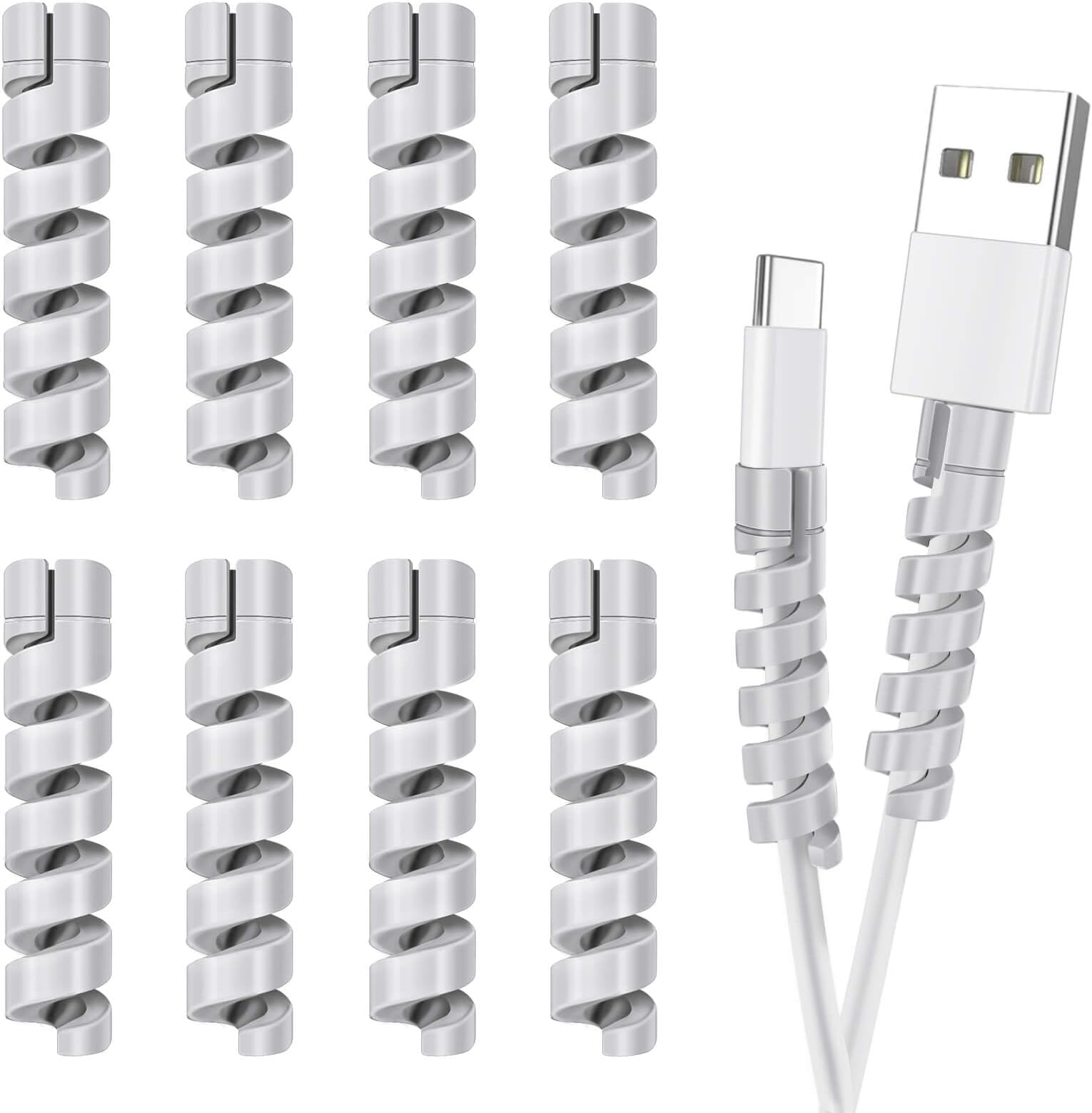 Cable Protector for Phone Pad Notebook Silicone Cord Protector 8 PCS Charger Protectors - Cable Cord Saver for Headphone Laptop Cellphone Cable Accessories (Grey)