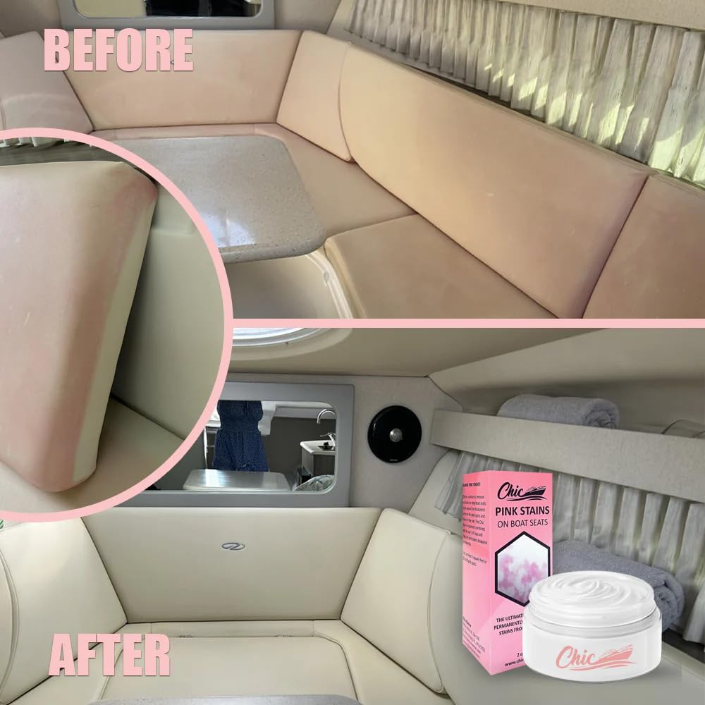 Vinyl Pink Stains and Spots Remover for Boat Seats Golf Cart and Sofas
