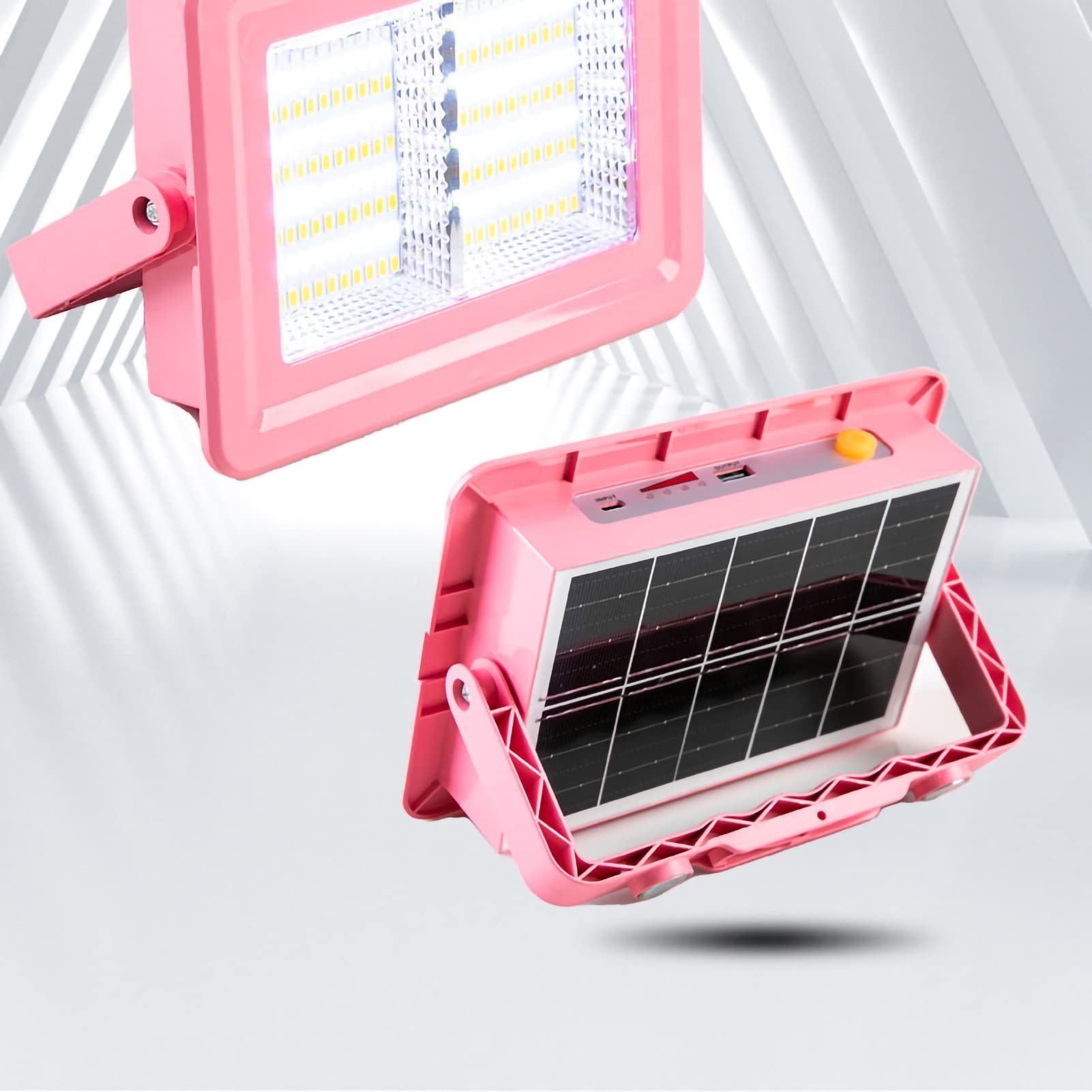 Lanterna da campeggio con maniglia, luce di emergenza, energia solare, lanterna a 5 livelli, 500 W, 8800 MA (rosa)