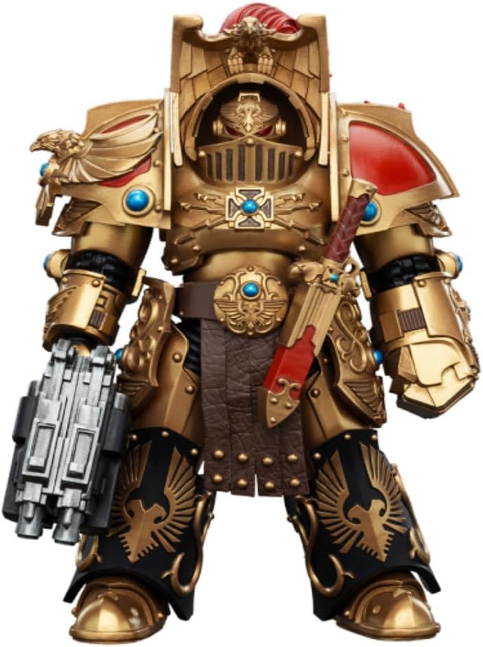 JOYTOY Warhammer The Horus Heresy Legio Custodes Aquilon Terminator Squad Aquilon with Lastrum Storm Bolter 1:18 Scale 5.4in Action Figure Mecha Joy Toy Collection Model