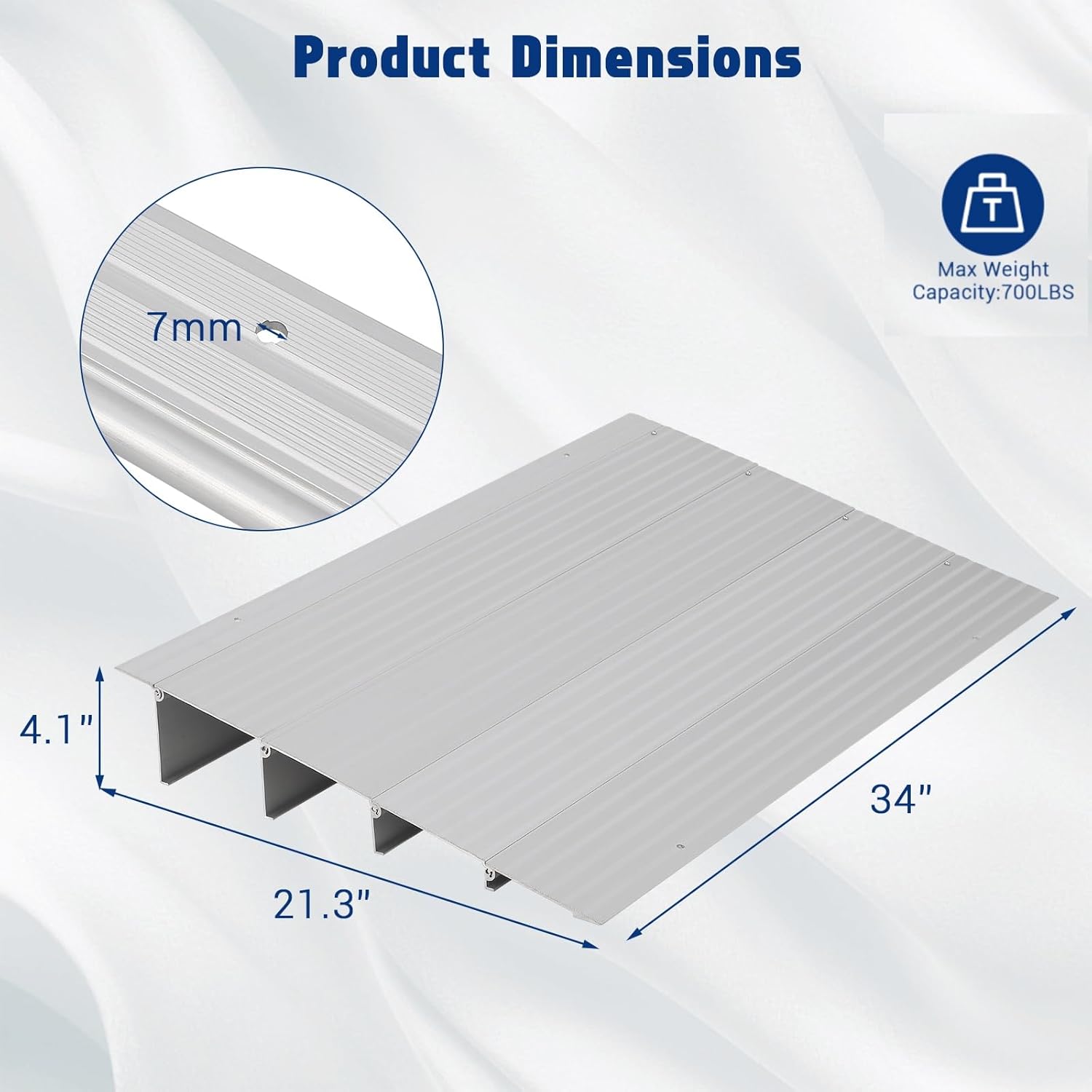 1″/2″/3″/4″/5″ Entry Threshold Ramp Aluminum Non-Slip Wheelchair Ramp Step 700lb