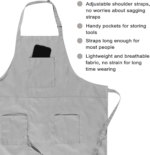 Miniatura 5 de Pottery - Delantal de cerámica de pierna dividida, delantal largo de pintura de artista con 3 bolsillos para hombres y mujeres