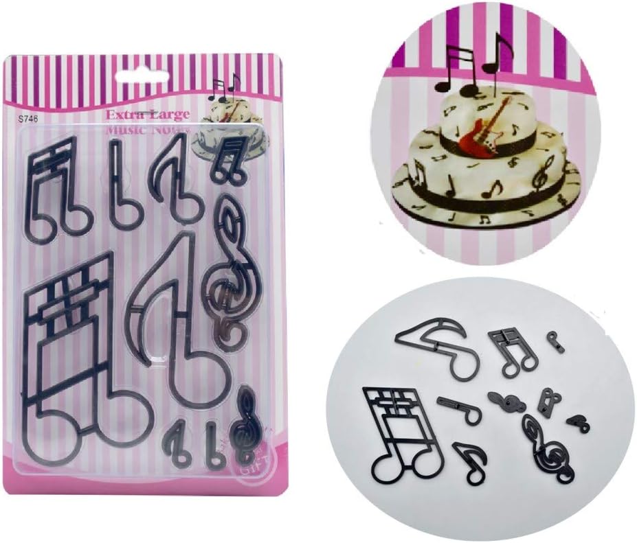 Music Notes Extra Large Mold By Garloy,10 Pcs Plastic Print Die Ideal for Pastry Cookie Dough Sugarpaste Rolled Fondant Petal Paste Ggum Paste Marzipan or Craft Clays