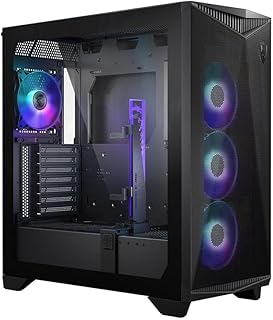 MSI MPG GUNGNIR 300R Airflow Mid-Tower PC Case, E-ATX Capacity, 4 x 120mm Fans & Hub Controller, Vertical GPU Support & St…