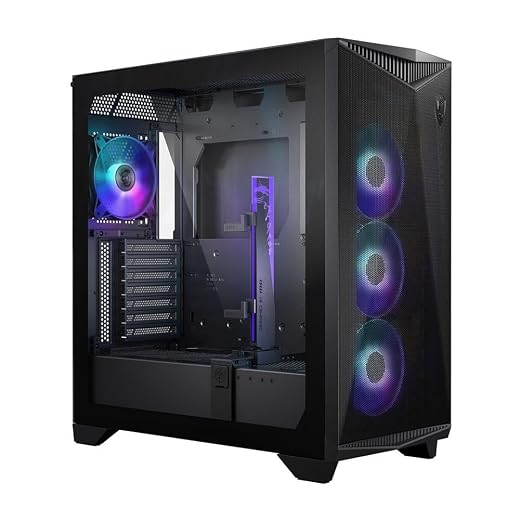 MSI MPG GUNGNIR 300R Airflow Mid-Tower PC Case - E-ATX Support, Graphics Card Stand, Switchable Holder, ARGB PWM Fan, Dust Filter, Cable Management, USB 3.2 Gen 2x2 Type-C