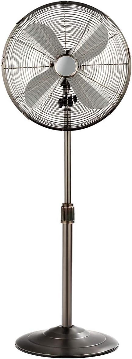 Tangkula 18-Inch Metal Pedestal Fan, Industrial Metal Standing Fan w/Powerful Motor, Height & Wind Speeds Adjustable Fan w/Wide Oscillation Angle, Perfect for Gyms, Warehouses (Black)