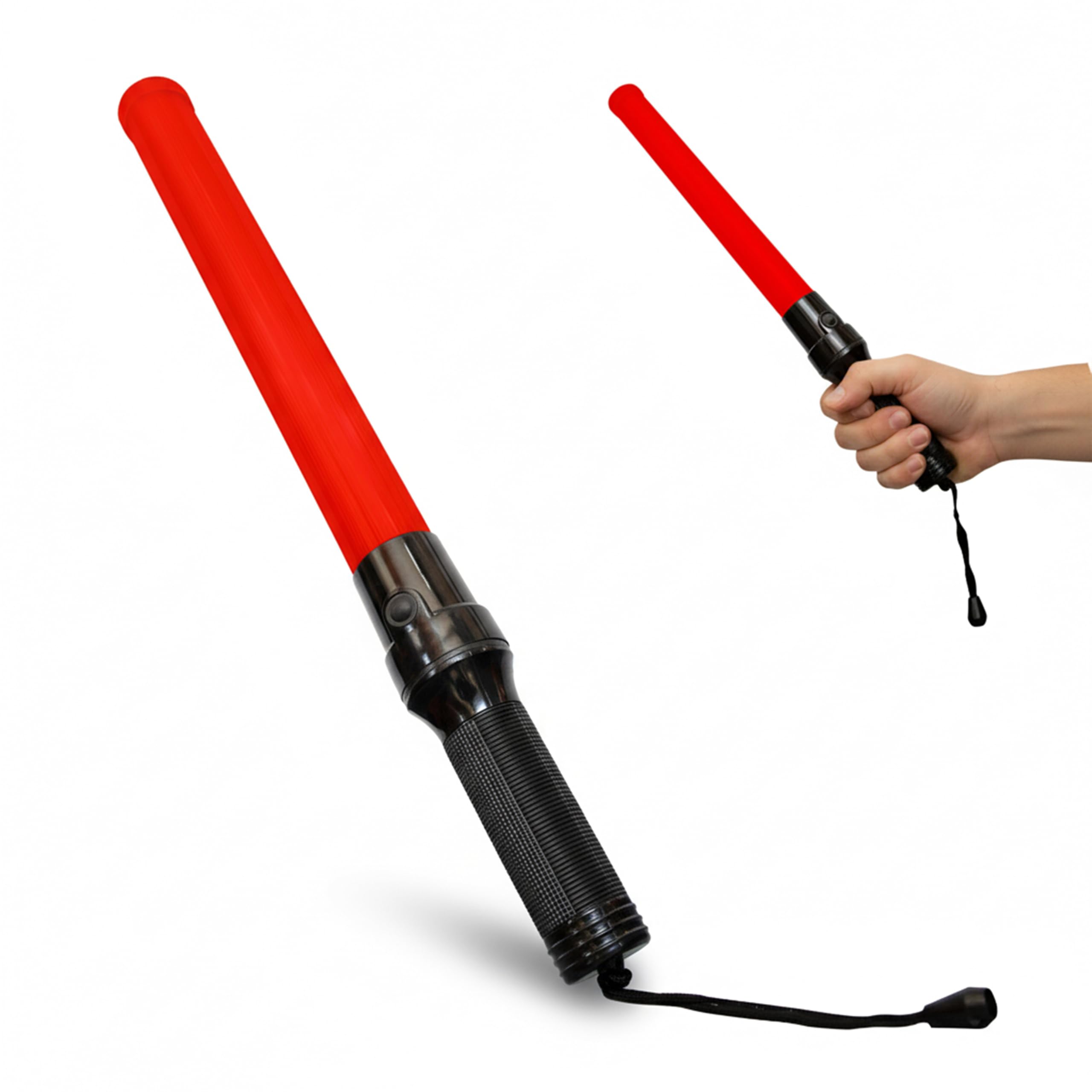 Berry LED Traffic Safety Baton Wand - 1Pc Red Flashing Light | Waterproof Handheld Traffic Stick with Rubber Grip | Battery Powered Baton Light for Parking, Construction, Emergency Use